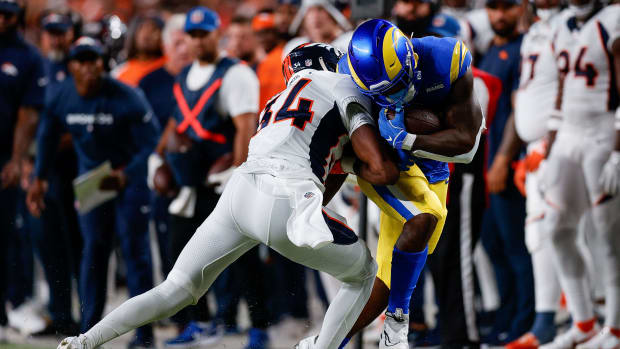 Freeman during a preseason game against the Denver Broncos, the team that drafted him.